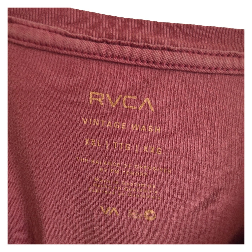 RVCA Mens Vintage Wash VA Hawaii State of Aloha Graphic T-Shirt Burgundy XXL - Picture 5 of 8